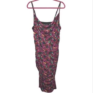 Ava & Viv Floral Stretch Bodycon Mesh-Lined Ruched Midi Dress Size 1X